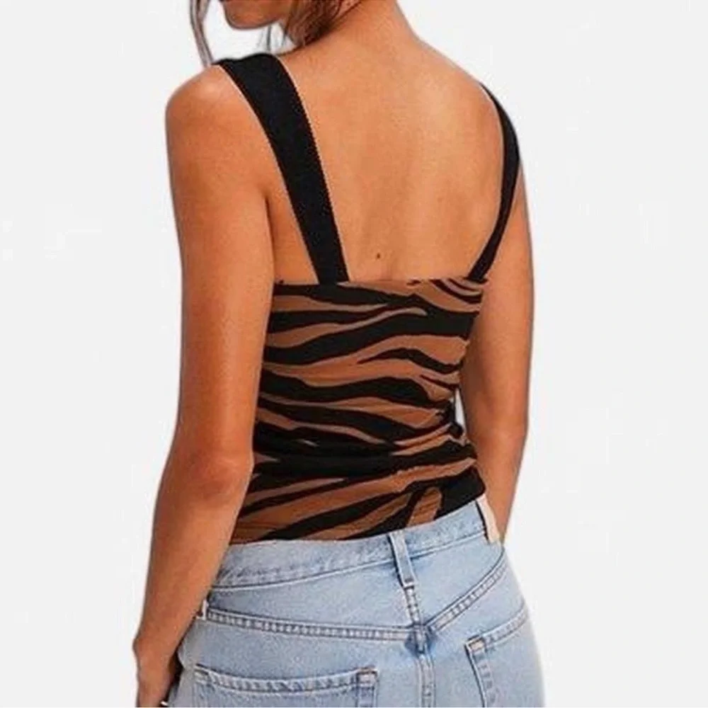 Free People 2‎ Tone Tank Zebra - Size Small- New